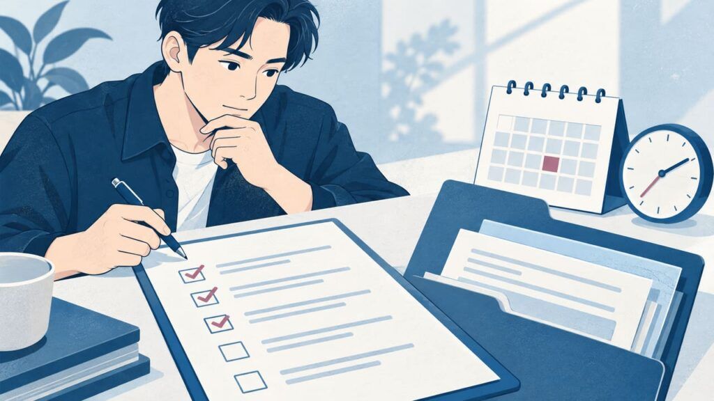 脱毛の契約前に書類と条件を確認するイラスト