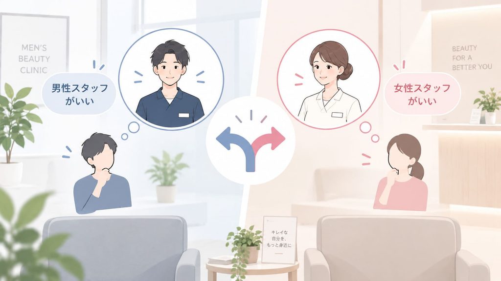 脱毛の施術スタッフの性別男性スタッフを希望する人と女性スタッフを希望する人